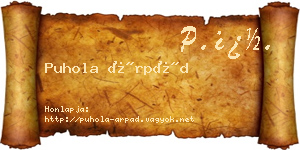 Puhola Árpád névjegykártya